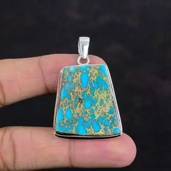 Подвеска из яшмы с синим морским осадком, подвеска из натурального драгоценного камня, подвеска из стерлингового серебра 925 пробы, дизайнерские ювелирные изделия ручной работы, изящная подвеска, подарки для нее