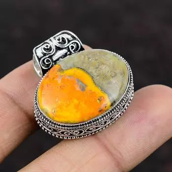 Подвеска из яшмы Шмель Подвеска из настоящего драгоценного камня Подвеска из стерлингового серебра 925 пробы Винтажная подвеска ручной работы Серебряные украшения для подарка Изящная подвеска