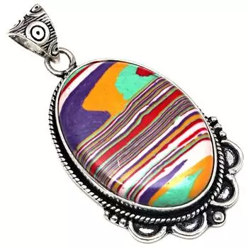 Подвеска из яшмы тропического леса, драгоценный камень, подарок для нее, серебряные украшения, 2 дюйма