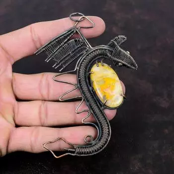 Подвеска из яшмы в виде шмеля, подвеска из медной проволоки, красивые ювелирные изделия в виде дракона, подвеска из драгоценного камня ручной работы, медная проволока, ювелирное изделие, подарок для женщин