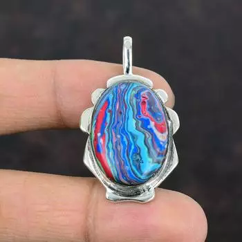 Подвеска из радужного кальциевого камня, подвеска ручной работы, уникальное ювелирное изделие, подвеска из стерлингового серебра 925 пробы, совершенно новая подвеска, подарок для него, серебряные украшения