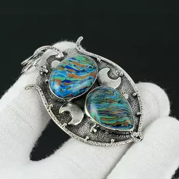 Подвеска из радужного кварцевого камня, исцеляющая подвеска, подвеска из стерлингового серебра 925 пробы, подвеска с двойным драгоценным камнем, подвеска из натуральных ювелирных изделий для подарка 2.55