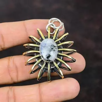 Подвеска из радужного лунного камня, драгоценный камень, ювелирные изделия ручной работы, подвеска из стерлингового серебра 925 пробы, позолоченная клетка 18 карат, подвеска в виде клетки, подарок для мамы, удивительная подвеска