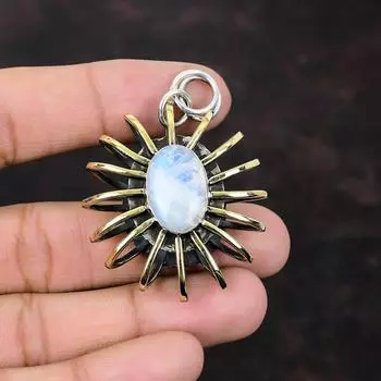 Подвеска из радужного лунного камня, ювелирные изделия ручной работы, подвеска из стерлингового серебра 925 пробы, позолоченная 18-каратная подвеска в виде клетки, новинка, ювелирное изделие из драгоценного камня, подарок для жены