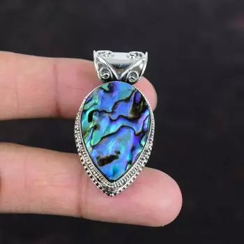 Подвеска из ракушки абалон, подвеска из натурального драгоценного камня, подвеска из стерлингового серебра 925 пробы, ювелирные изделия ручной работы, винтажная подвеска, подарки на помолвку, антикварные ювелирные изделия