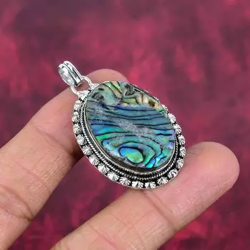 Подвеска из ракушки абалон, ювелирные изделия из драгоценных камней, 925 пробы, кулон ручной работы из цельного серебра, ювелирные изделия последнего дизайна 1.85 Inches синий