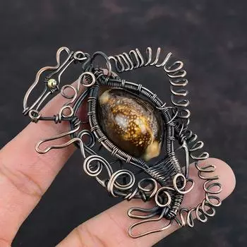 Подвеска из ракушки каури, медная проволочная обертка, подвеска с драгоценными камнями, подвеска в виде кролика, медная бижутерия ручной работы, совершенно новая подвеска, подарки для матери