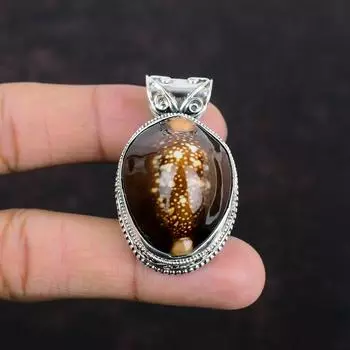 Подвеска из ракушки каури, винтажная подвеска из драгоценного камня, подвеска из стерлингового серебра 925 пробы, подвеска ручной работы, ювелирные изделия из ракушки каури, подарки для жены, женская подвеска