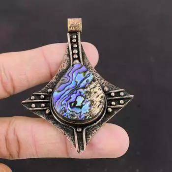 Подвеска из ракушки морского ушка Медный кулон Подвеска ручной работы Натуральная ракушка морского ушка Ювелирные изделия Этнический кулон Драгоценный камень Медные украшения Подарок на годовщину