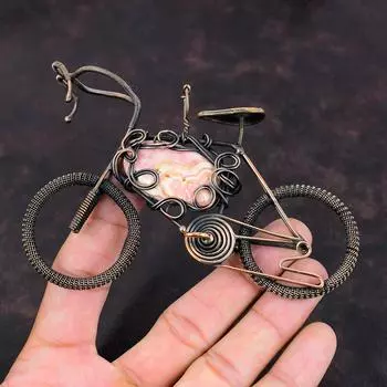 Подвеска из родохрозита, медная проволока, обернутая кулоном с драгоценным камнем, медные ювелирные изделия ручной работы, подвеска в виде цикла, подарок на годовщину, настоящие ювелирные изделия из родохрозита