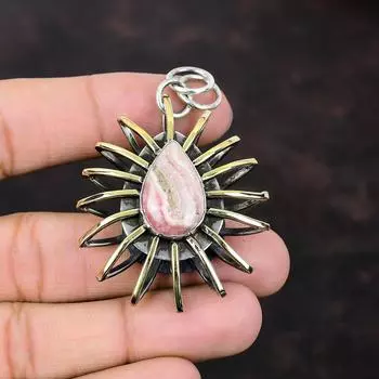 Подвеска из родохрозита, подвеска из стерлингового серебра 925 пробы, драгоценный камень, ювелирные изделия ручной работы, позолоченная подвеска 18 карат, клетка, ювелирный подарок для нее, изысканные ювелирные изделия