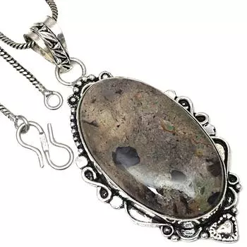 Подвеска из рок-калси, драгоценный камень, подарок ручной работы для нее, серебряные украшения 2,5 дюйма