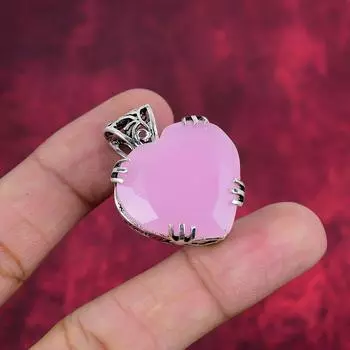 Подвеска из розового халцедона, 925 пробы, кулон из цельного серебра, ювелирные изделия ручной работы с драгоценными камнями, подарки для жены, абсолютно новый кулон 1.42 Inches розовый