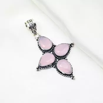 Подвеска из розового халцедона, 925 пробы, кулон из цельного серебра, ювелирные изделия ручной работы с драгоценными камнями, подарки для жены, абсолютно новый кулон 2.55 Inches розовый