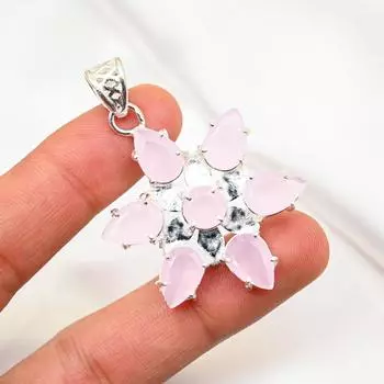 Подвеска из розового халцедона, 925 пробы, кулон из цельного серебра, ювелирные изделия ручной работы с драгоценными камнями, подарки для жены, абсолютно новый кулон 1.96 Inches розовый