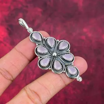 Подвеска из розового халцедона из стерлингового серебра 925 пробы, подвеска из драгоценного камня ручной работы, подарки для жены, абсолютно новая подвеска 3.03 Inches розовый