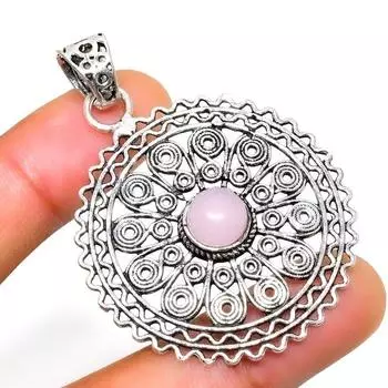 Подвеска из розового халцедона с посеребрением 925 пробы, ручная работа, 2,00 дюйма 2.00 розовый