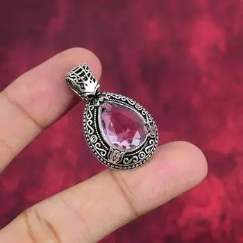 Подвеска из розового кунцита, 925 пробы, кулон из чистого серебра, ювелирные изделия ручной работы с драгоценными камнями, подарки для жены, абсолютно новый кулон 1.50 Inches розовый