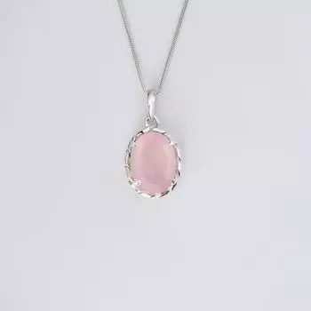 Подвеска из розового кварца, эффектное колье, 15 карат, подвеска из стерлингового серебра