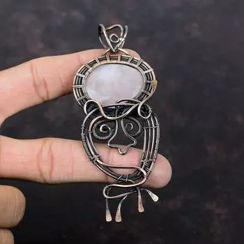 Подвеска из розового кварца и меди, подвеска из драгоценного камня, обернутая проволокой, подвеска ручной работы, ювелирное изделие, обернутое проволокой, элегантная подвеска, медное ювелирное изделие, подарок для женщин