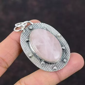 Подвеска из розового кварца Подвеска из натурального драгоценного камня Подвеска из стерлингового серебра 925 пробы Красивая подвеска ручной работы Стильные ювелирные изделия Подвеска новейшего дизайна