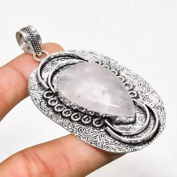 Подвеска из розового кварца, покрытая серебром 925 пробы, ручная работа, 2,76 дюйма 2.76 розовый