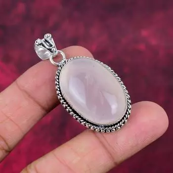 Подвеска из розового кварца ручной работы, новейший дизайн, подвеска из цельного серебра 925 пробы с драгоценными камнями, подарок для матери 2.04 Inches розовый