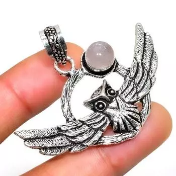 Подвеска из розового кварца с покрытием из серебра 925 пробы, ручная работа, 1,51 дюйма 1.51 розовый