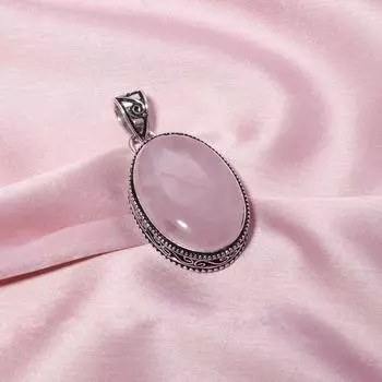 Подвеска из розового кварца с серебряной цепочкой, ожерелье из стерлингового серебра 925 пробы, ожерелье с подвеской из драгоценного камня большого размера, ювелирные изделия из драгоценных камней ручной работы 14.05mm-15.7mm розовый