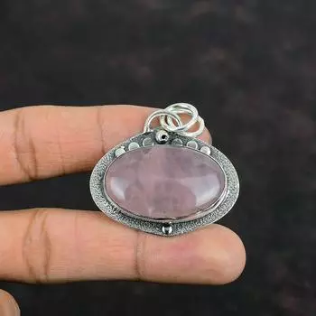 Подвеска из розового кварца, серебряная подвеска 925 пробы, ручная работа, ювелирные изделия из розового кварца, подвеска из настоящего драгоценного камня, серебряные ювелирные изделия, подарки для жены