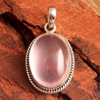 Подвеска из розового кварца, серебряные украшения, подвеска ручной работы, серебро 925 пробы, женская подвеска розовый