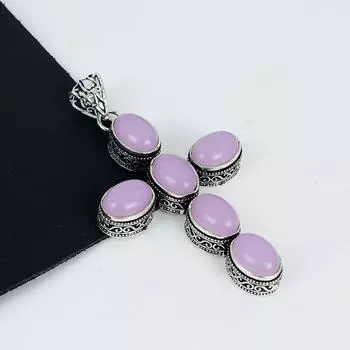 Подвеска из розового кварца, стерлинговое серебро 925 пробы - дизайн креста ручной работы, повседневные украшения, уникальная подвеска из розового кварца, подарок на любовь 2.95 розовый