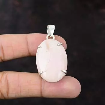 Подвеска из розового опала из стерлингового серебра 925 пробы. Эффектные ювелирные изделия. Подвеска из натурального драгоценного камня. Ювелирные изделия ручной работы в стиле бохо. Подарок для жены. Антикварный кулон.