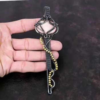 Подвеска из розового опала, подвеска из медной проволоки, подвеска-ключ ручной работы, ювелирные изделия из розового опала, подвеска из настоящего драгоценного камня, ювелирные изделия из медной проволоки, подарок для мамы