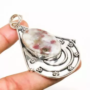 Подвеска из розового турмалина, покрытая серебром 925 пробы, ручная работа, 2,65 дюйма 2.65 розовый