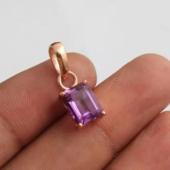 Подвеска из розового золота с аметистом в виде февральского камня, ювелирные изделия ручной работы из стерлингового серебра 925 пробы розового золота