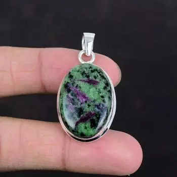 Подвеска из рубина и цоизита, серебряная подвеска 925 пробы, ювелирное изделие ручной работы, подвеска из настоящего драгоценного камня, потрясающие ювелирные изделия, подарки для нее, кулон с целебным камнем