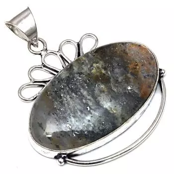 Подвеска из рутилового кварца, подарок ручной работы для нее, серебряные украшения 2 дюйма