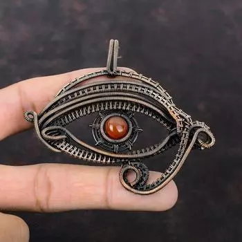 Подвеска из сердолика от сглаза, подвеска из медной проволоки, подвеска ручной работы, медные украшения, подвески из драгоценных камней, подвески из проволоки, подарок для мамы