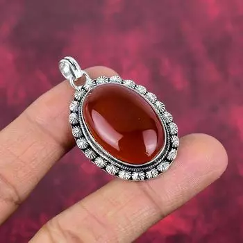 Подвеска из сердолика, ювелирные изделия из цельного серебра 925 пробы с драгоценными камнями, подвеска ручной работы, на День благодарения 1.81 Inches красный