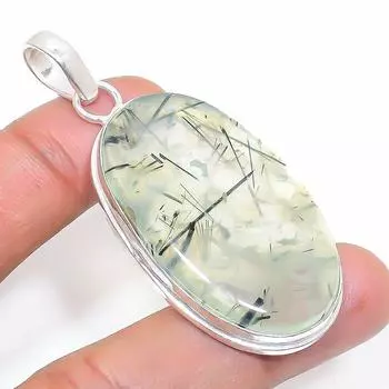 Подвеска из серебра 925 пробы Moss Prehnite, ручная работа, 2,36 дюйма, d5Q88