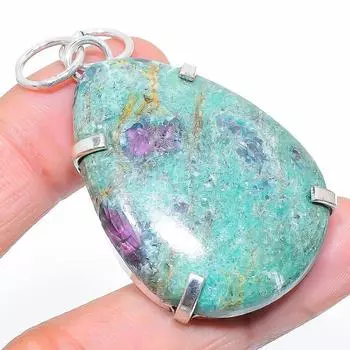 Подвеска из серебра 925 пробы Ruby Fuchsite, созданная вручную в лаборатории, 2,09 дюйма T8B46