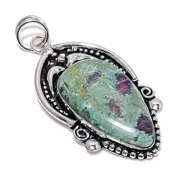 Подвеска из серебра 925 пробы Ruby Fuchsite, созданная вручную в лаборатории, 2,64 дюйма Q6S41