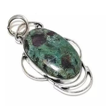 Подвеска из серебра 925 пробы Ruby Fuchsite, созданная в лаборатории вручную, 2,40 дюйма o9F24