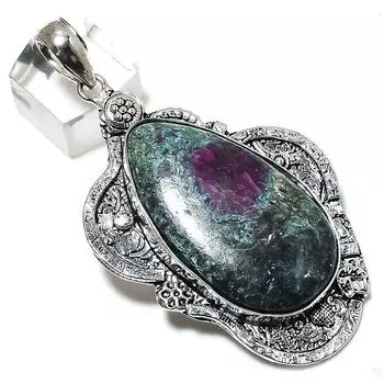 Подвеска из серебра 925 пробы Ruby Fuchsite, созданная в лаборатории вручную, 2,96 дюйма V2t24