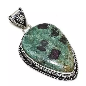 Подвеска из серебра 925 пробы Ruby Fuchsite, созданная вручную в лаборатории, 2,36 дюйма, w2C08