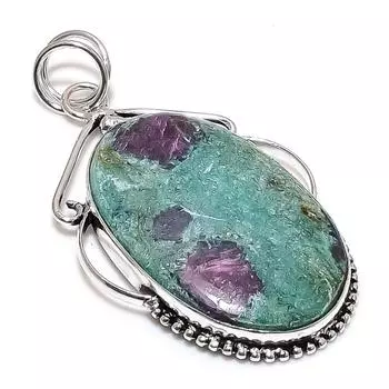Подвеска из серебра 925 пробы Ruby Fuchsite, созданная вручную в лаборатории, 2,56 дюйма G4N89