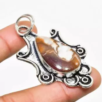 Подвеска из серебра 925 пробы с агатом в горошек, ручная работа, 2,27 дюйма 2.27 жёлтый