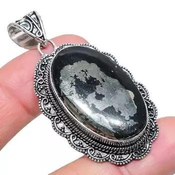 Подвеска из серебра 925 пробы с агатовым пиритом, ручная работа, 2,17 дюйма AH-893 2.2 золотистый