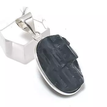 Подвеска из серебра 925 пробы с черным турмалином, ручная работа, 1,50 дюйма P1e25